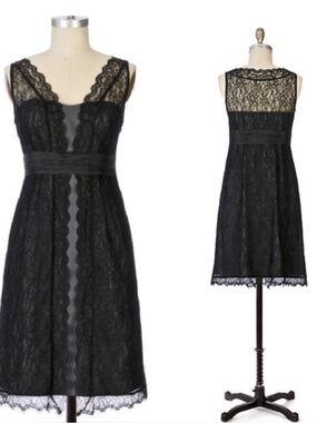 Anthropologie MOULINETTE SOUERS Shadow Canopy black lace dress | Size 10